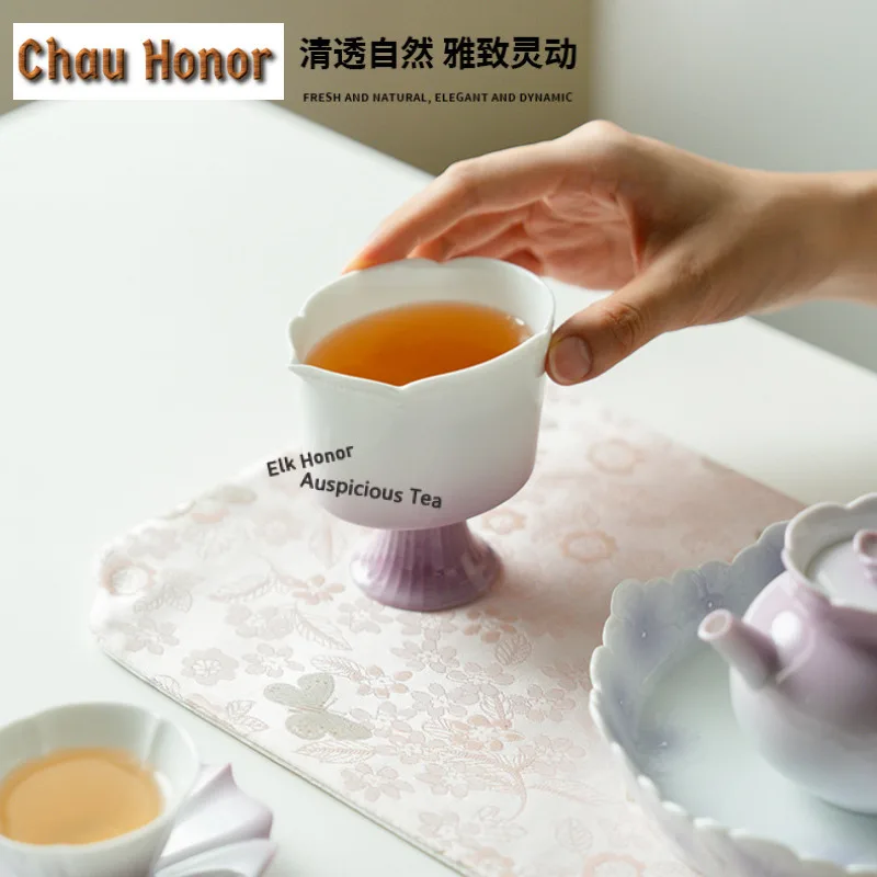 130ml Gradient Purple Ceramic Tea Pitcher Divide Tea Cha Hai Dispenser Justice Cup Coffee Fair Mug Teaset Ornaments Accessories