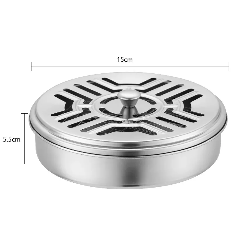Mosquito coil holder stainless steel box with cover round tray easy clean