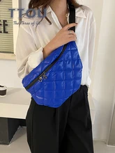 

Women Waist Packs Leather Fanny Plaid Belt Bags Fluffy Padded Shoulder Messenger Fashion Chest Crossbody Bag Ladies Phone Pouch