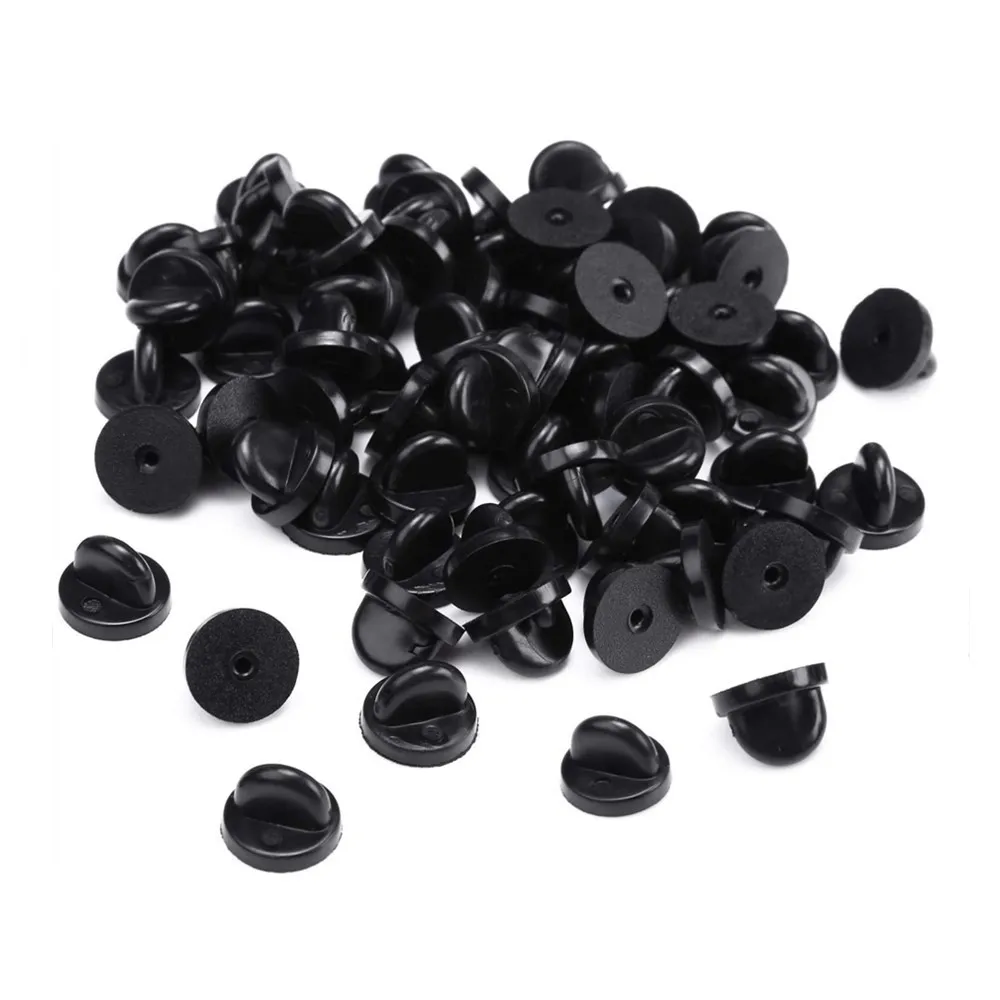 50pcs PVC Rubber Pin Backs Butterfly Clutch Tie Tack Lapel Holder Clasp Pin Cap Keepers Uniform Badges Replacements