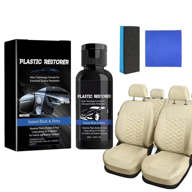 

50ml Car Plastic Restorer Multipurpose Auto Upholstery Restorer Cleaning Liquid Reliable Refurbishment Agent For Car Maintenance