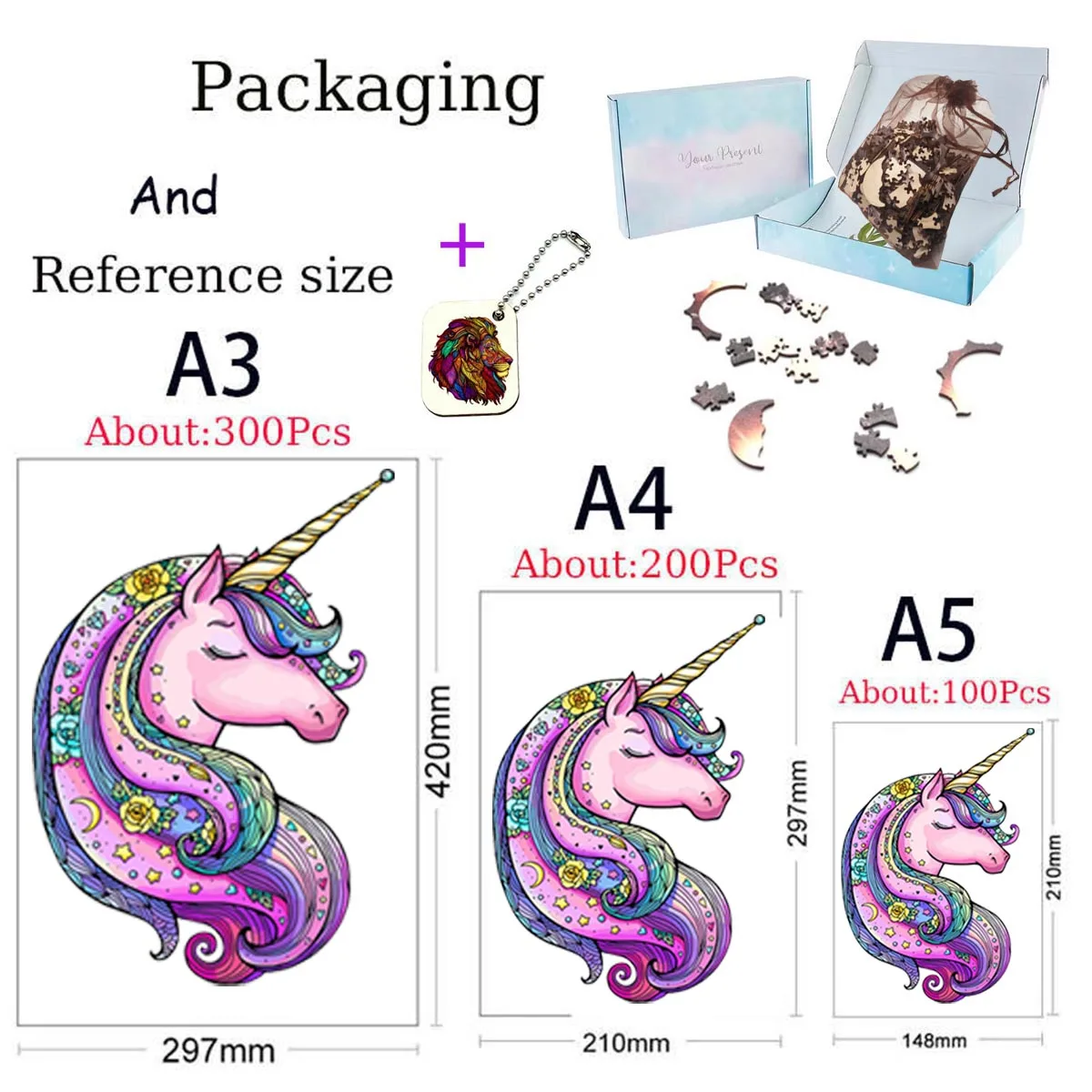 Chameleon Wooden Jigsaw Puzzles Art Unique Unicorn Animal Shaped Puzzle Diy Leisure Game for Adults Kids Family Home Decor 6