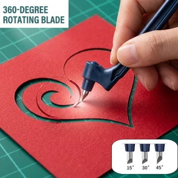 Utensile da taglio per carta girevole a 360° in acciaio inossidabile, coltello da intaglio per scrapbooking, accessorio lama per taglio carta fai da te