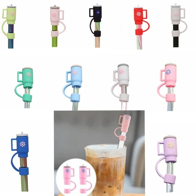 2pcs Silicone Stanley Cup Straw Topper Reusable Multi-color Dust-proof Stanley  Straw Cover Cartoon Hygienic Stanley Cup - AliExpress