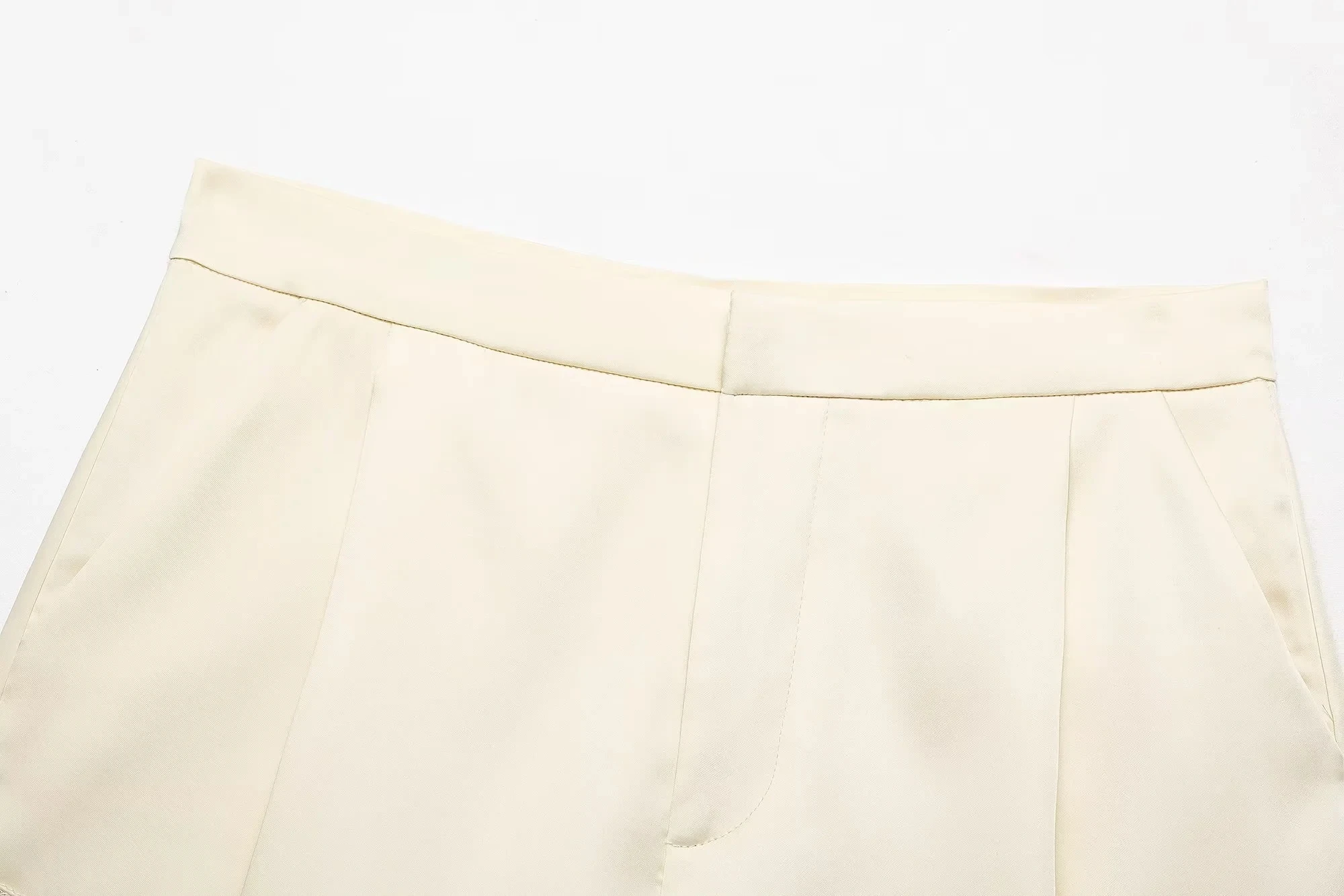 KONDALA Vintage Casual Chic Damen Shorts Schicke Gelbe Spitze Taschen Reißverschluss Shorts Neue Mode 2026 Frühling Sommer Urlaubsshorts – Detail 4