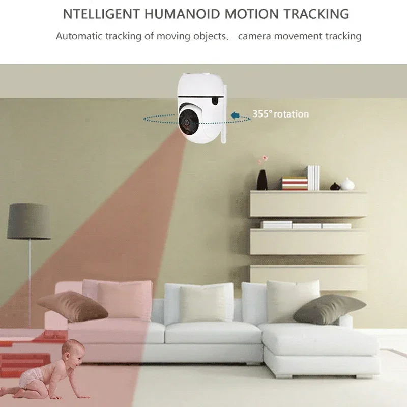 4MP ICSEE Wifi Security Camera Indoor Surveillance Camera Two Way Audio Motion Detection Auto Tracking Baby Monitor Video Camera 4