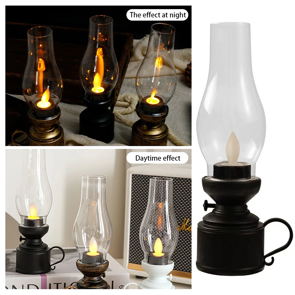 Flameless LED Kerosenes Lamp Portable Light Kettle Electronic Candle Lamps Bedroom Living Room Decoration Kerosene Lights