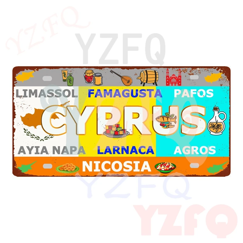 【YZFQ 】Turkey Greece Cyprus China Metal Tin Sign Thailand Plate For Wall Restaurant Bar Home Decor Customizable 30X15CM DC-1580A