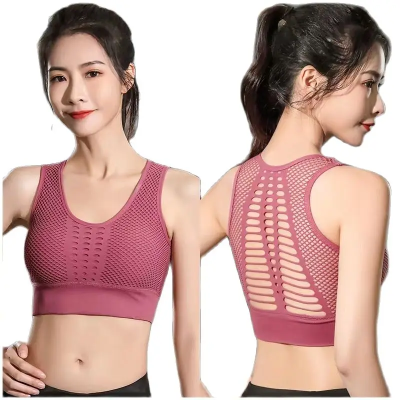 

Sports Yoga Bra Women Sexy Mesh Brathable Sport Top Push Up Female Gym Fitness Sports Underwear Seamless Running Yoga Bra