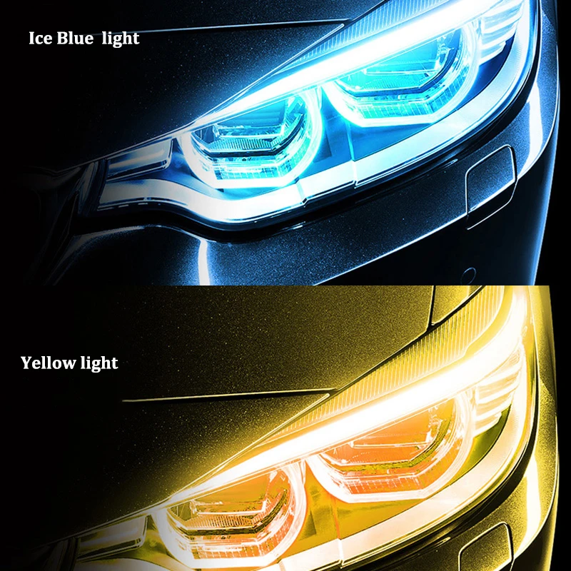 thumbnail image 1 of 2 piezas de luces LED de circulación diurna con escaneo dinámico, impermeables, tira de luces LED de tubo suave para coche, luces de señal de giro DRL fluidas de 12 V, 30/45/60 cm, 1 of 4