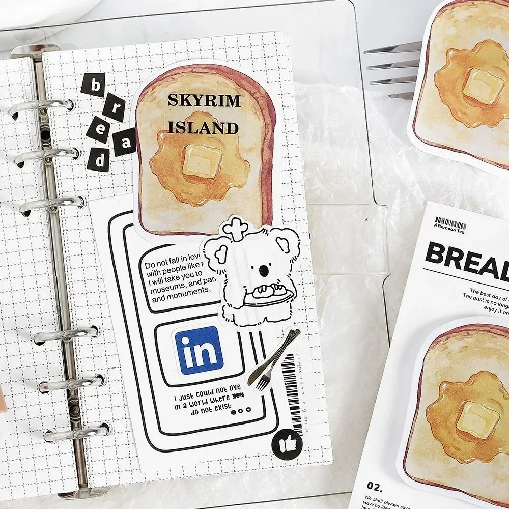 30 Pcs Cartoon Sticky Notes Kawaii bread toast coffee Memo Pads Sticker Student Gifts Stationery School Office Supplies 3