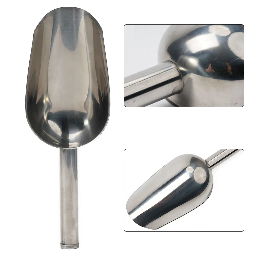 Description Picture 6 of itemStainless Steel Ice Scoop Party Bar Buffet Kitchen Sugar Flour Dry Goods Shovel Ice Cream Tools Food Measuring Scoop Shovel
