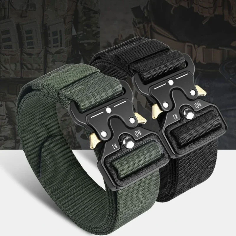 Genuine tactical belt quick release outdoor military belt soft real nylon sports accessories men and women black belt