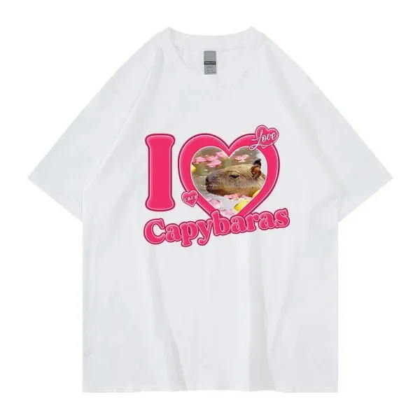 

2024 I Love Capybaras Print Men Women Fashion Casual Loose T-shirts Crew Neck Hip Hop Funny Tshirt Men Tee Shirt Male Streetwear