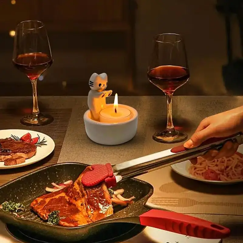 Candle Holders Aromatherapy Candle Cartoon Cat Candle Holder Table Home Decoration