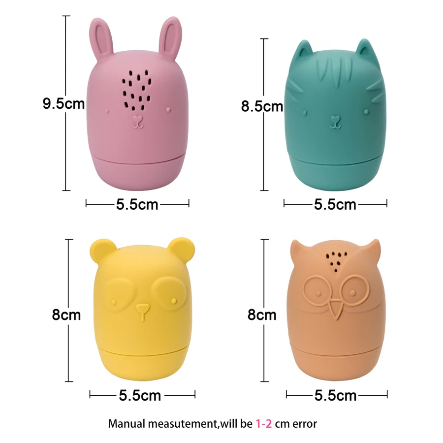 Baby Shower Cartoon Animal Toys Baby Shower Toys Distraction Floating Silicone Bath Toys Drip Soft Silicone BPA Free 6