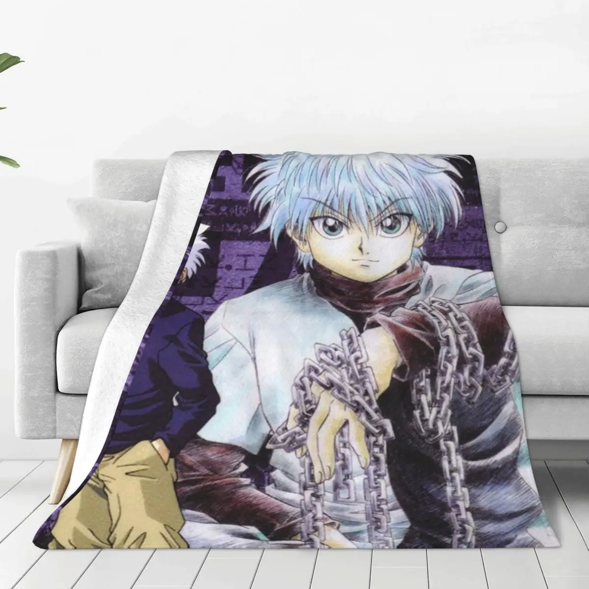 

Killua Zoldyck Anime Blanket Cover Flannel Hunter X Hunter Super Warm Throw Blankets for Bedroom Sofa Bedroom Quilt