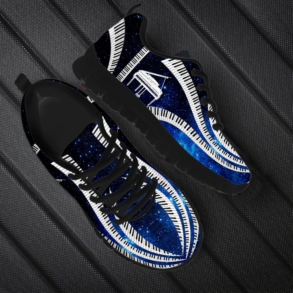 INSTANTARTS Fashion Piano Musical Note Print Flat Shoes for Women Comfortable Outdoor Casual Sneakers Light Walking Footwear