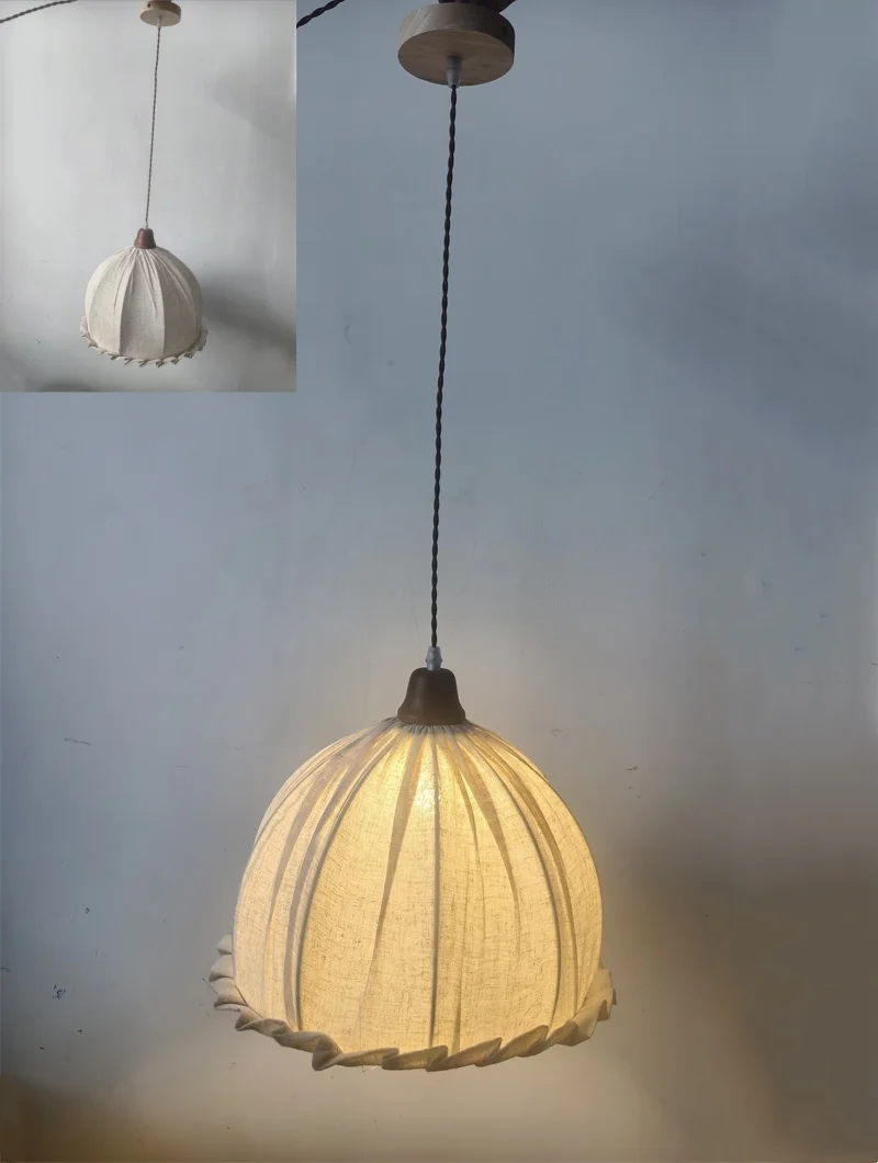 Shop pendant lamp Nordic retro countryside simple Japanese casual fabric bedroom living room dining room decoration hanging lamp