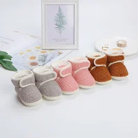 Winter Thickened Baby Cotton Shoes High-Top Non-Slip Plus Fleece Baby Shoes Warm Boots Soft Soled Walking Shoes Toddler 2