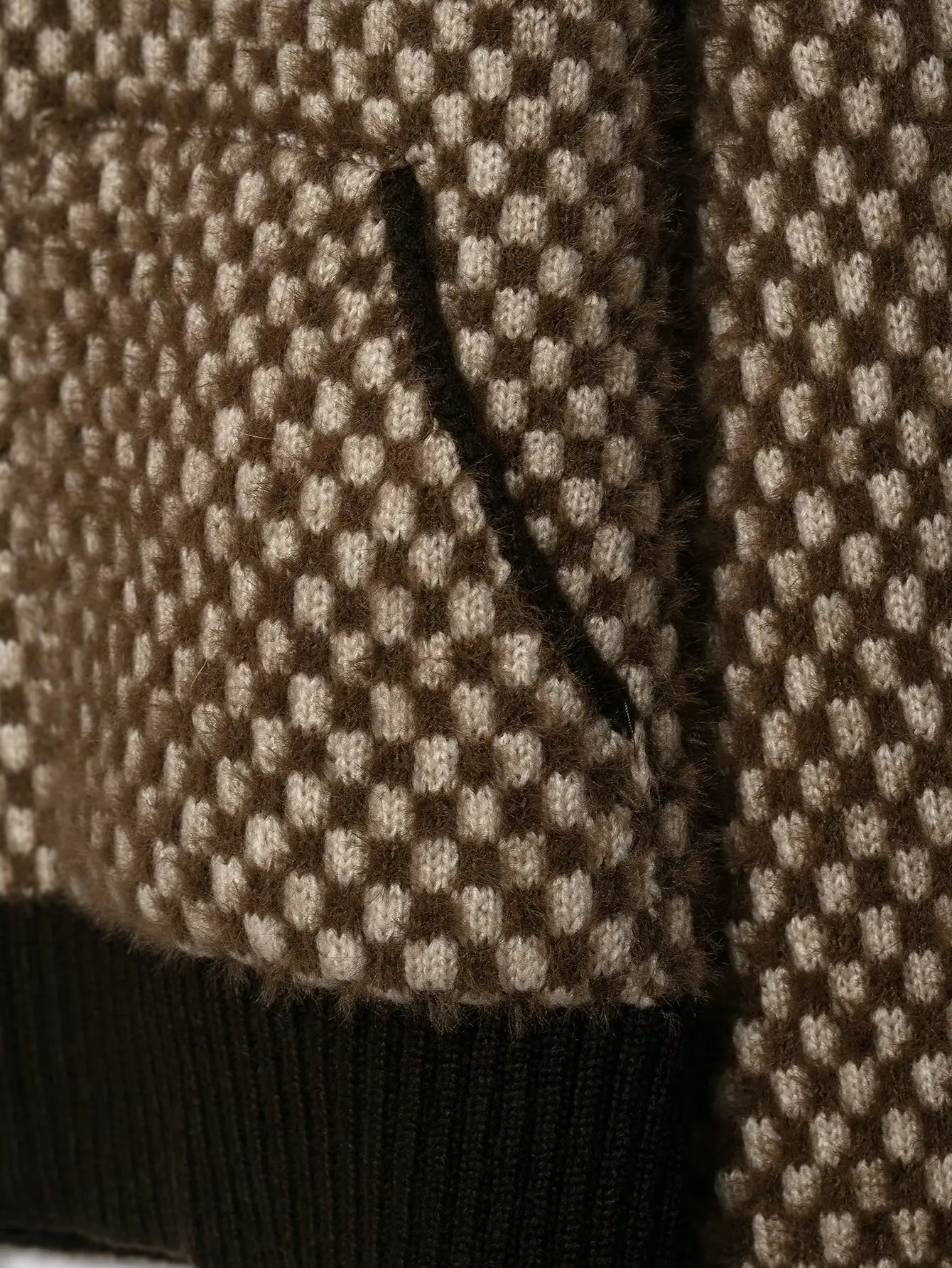 Women Thousand Bird Plaid Short Jacket Female High Collar Artificial Fur Effect Zipper Jacket Lady Long Sleeve Jacket Streetwear