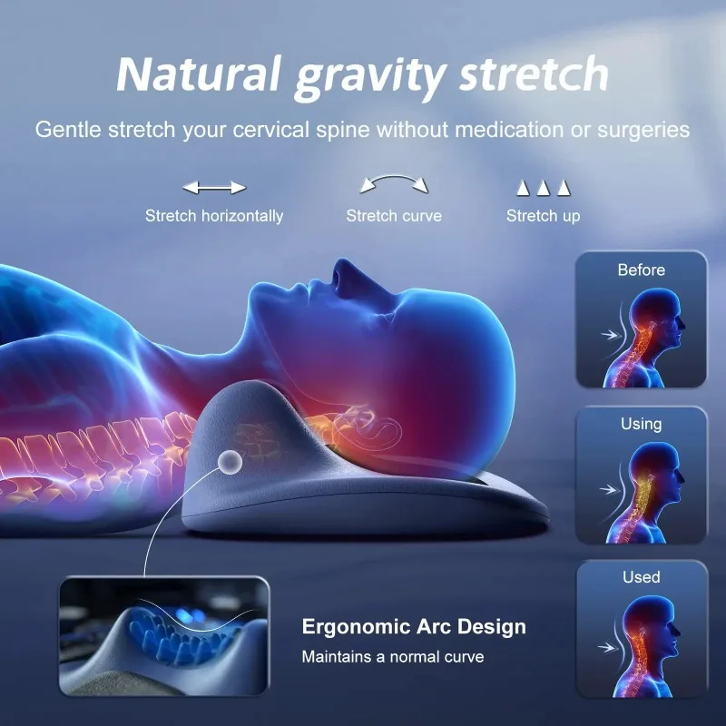 Electric Heating Neck Massager Pillow EMS Pulse Neck Traction Device Cervical Spine Acupoint Massage Relax Shoulder Pain Relief