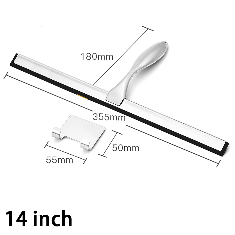 Window Squeegee Silicone Rubber Scrape 10'' 12'' 14'' INCH Shower Squeegee Stainless Steel Bathroom Glass Window Car With Hook 4