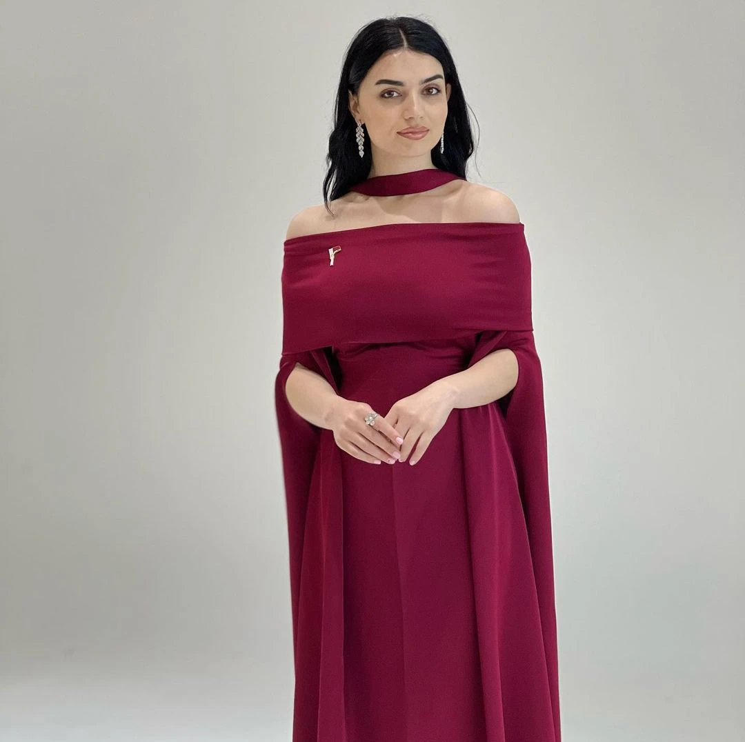 

AsaNagi Wine Red Prom Dresses Women Off Shoulder Mermaid Simple Elegant Evening Gown 2023 فساتين السهرة Saudi Arabic Dubai