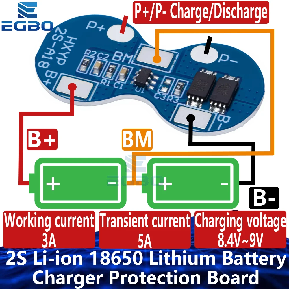 1 ~ 10PCS 2S Li-Ion 18650 Lithium-Batterie Ladegerät Schutz Bord 7,4 V Überstrom Überladung Überentladung schutz 4A BMS