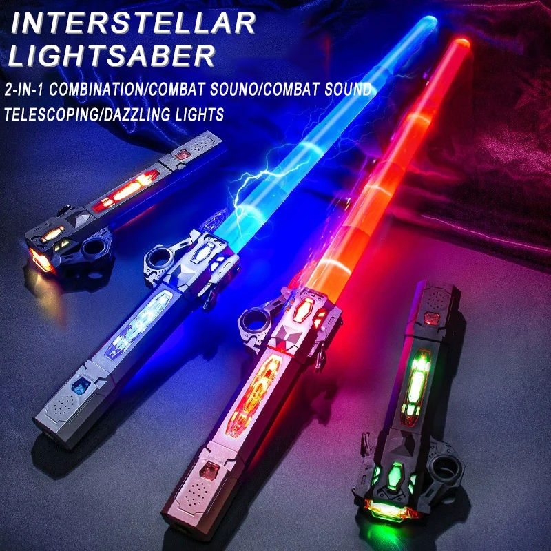 Retractable Lightsaber With Usb Charge Finger Rotating Laser Sword Flash Luminous Sound Cos FX Duels Battle Toy For Kids Adult