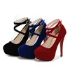 Spring and Autumn New Round Toe Suede Waterproof Table Cross-band Single Shoes Thin High Heel Banquet Large Women's Shoes 5