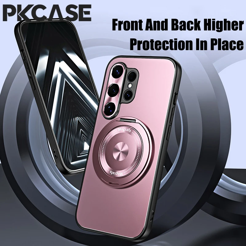 PKCASE 360° Rotating Ring Magnetic Phone Case with Matte Lens Protective Cover