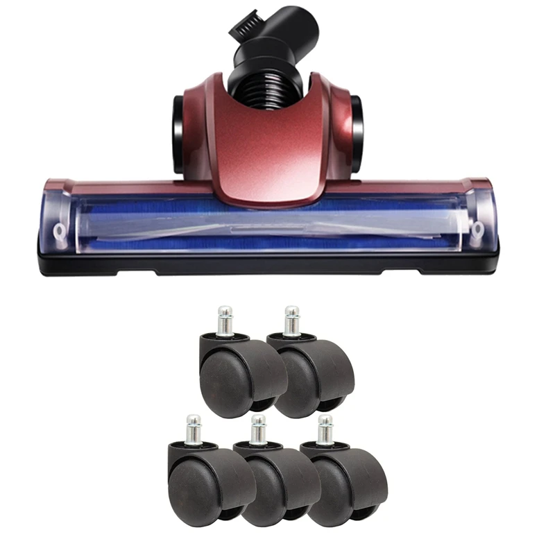 

5 Pcs 50Mm Office Chair Roller Castor Wheels & 1 Pcs Vacuum Cleaner Head Brush