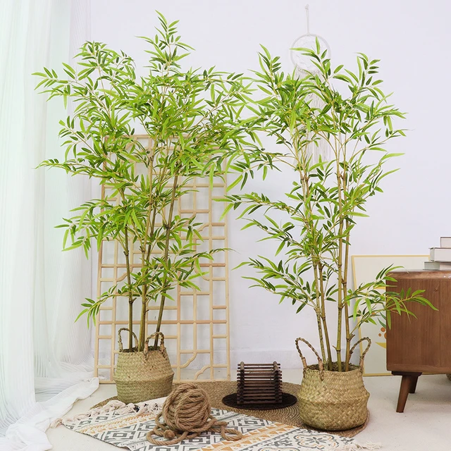 Árbol de bambú Artificial, plantas verdes en maceta, hojas de seda falsas,  ramas reales, bonsái para el hogar, jardín, decoración al aire libre,  120/150/180cm - AliExpress