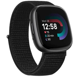 Nylon Sport Watch Band Replacement Strap - Fitbit Sense 2 (Pure Black)