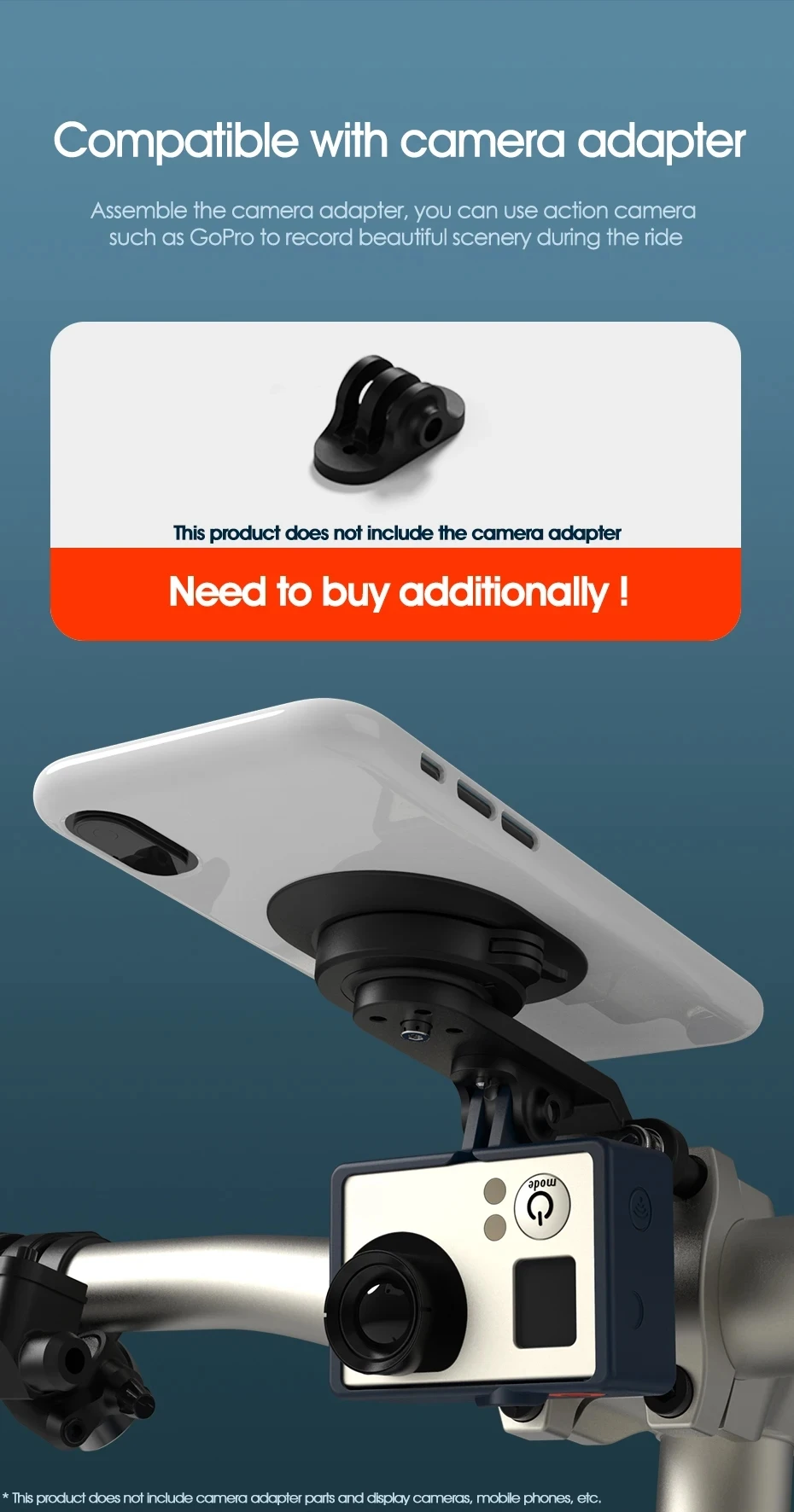 Soporte para Teléfono de Bicicleta para Accesorios GoPro, Compatible con GoPro Hero 13 12 11 10 9 8 7 6 5 Black Set y pa
