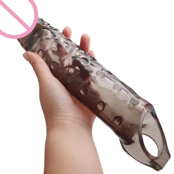 Reusable Penis Sleeve Big Penis Extender Condom Cock Extension Dick Enlargemen Sex Toys For Men Enlargement Time Delay 6