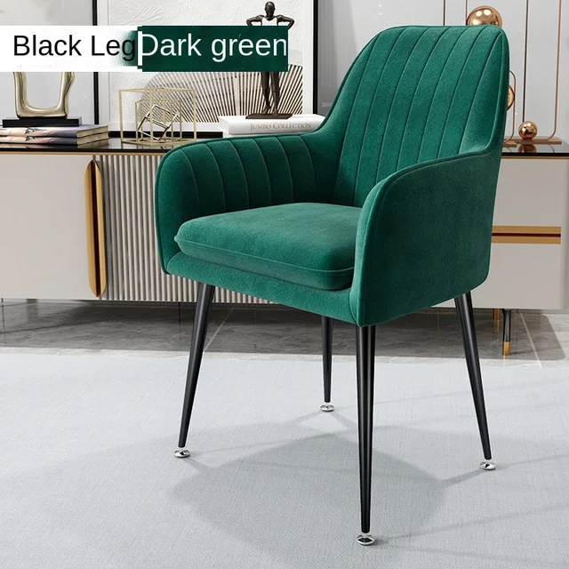 Nordic Ins Chair Home Internet Celebrity Makeup Dressing Table Stool Backrest Girly Bedroom Simple Manicure Light Luxury Chair Ink Green a Black