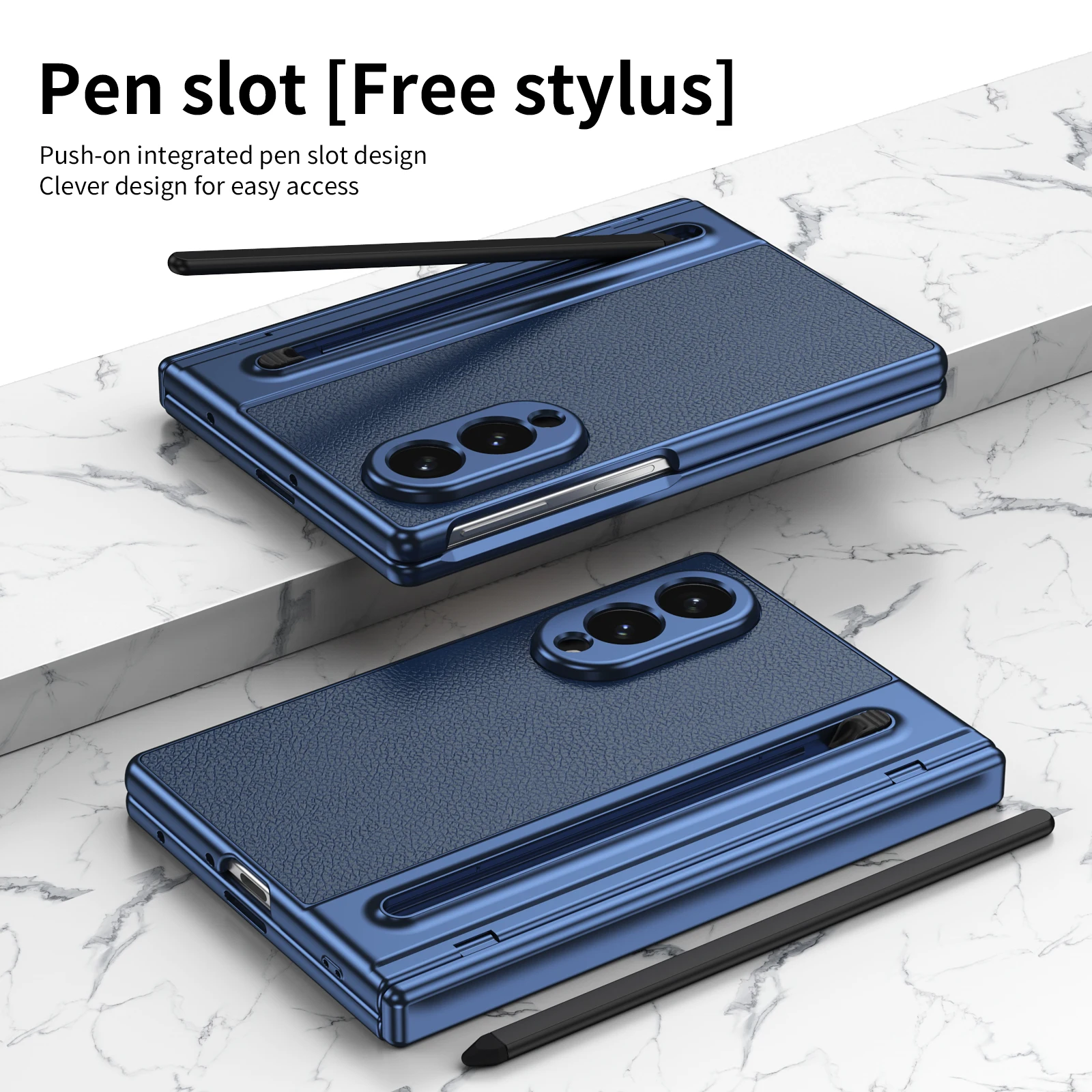 Leather Hinge Protection Cover with Front Glass & Pen Holder