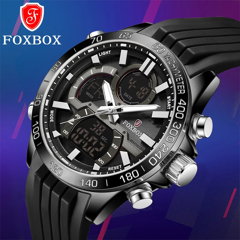 Mens Watches To Luxury Brand Men Silica Gel Sports Watches FOXBOX Men's Quartz LED Digital Clock Waterproof Military Wrist Watch 2023 new foxbox top brand sports mens watche quartz silica gel waterproof chronograph wrist watches for men relogio masculino