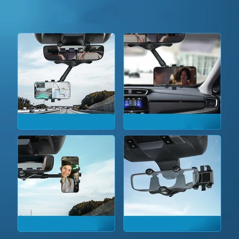 Rearview Mirror Phone Holder Car 360 Rotation Stable Gripper Smartphone Navigation Bracket For iPhone Samsung Xiaomi
