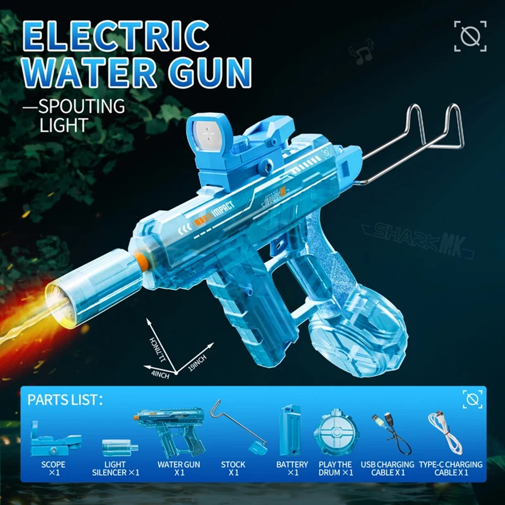 Powerful Electric Water Gun With Flame Effect And Spray Light_voghion.com