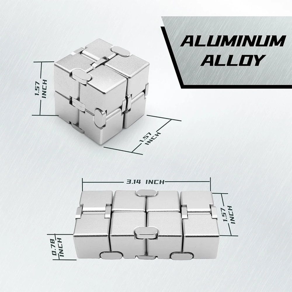 Fidget Infinity Cubes Metal Desk Fidgets Hand Toys for Anxiety ADHD EDC Stress Relief Sensory Toys Kids Adults Teens