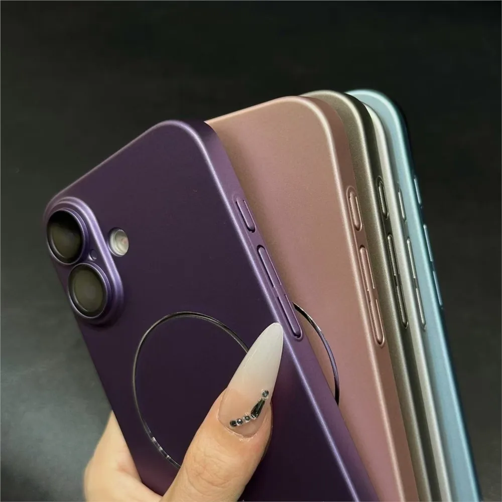 Ultra Thin Magnetic Metal Case with Glass Lens Protection - Shockproof Hard PC Cover, Magsafe Compatible