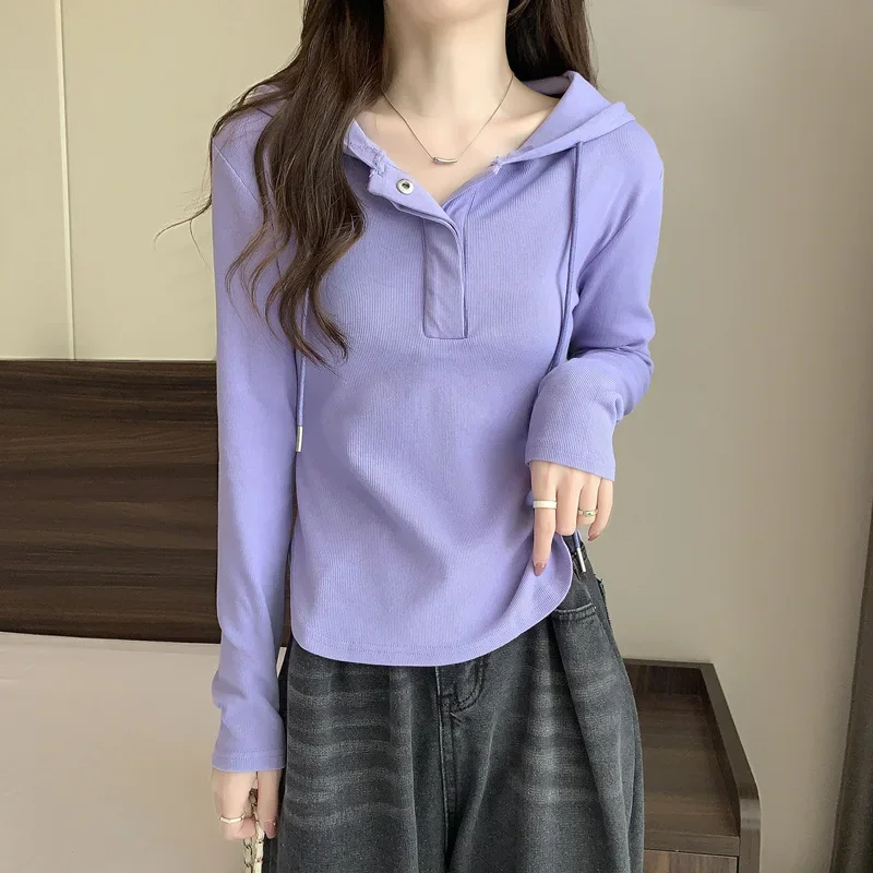 

Hooded Sweatshirt for Women Thin Section Long Sleeve Tops Short Casual Tops Kawaii Women's Clothing Spring and Autumn