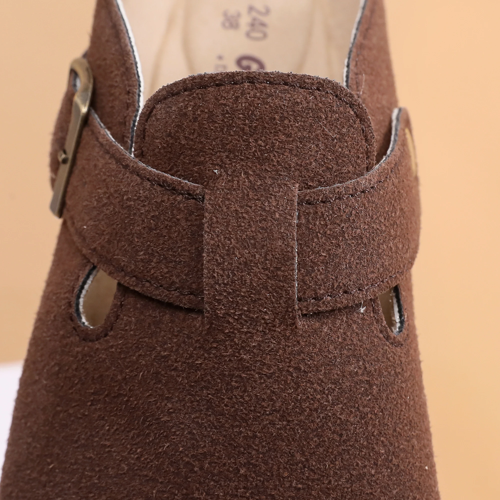 Zapatos con punta cerrada para hombre y mujer, sandalias aterciopeladas de corcho, color marrón, Unisex, 2023