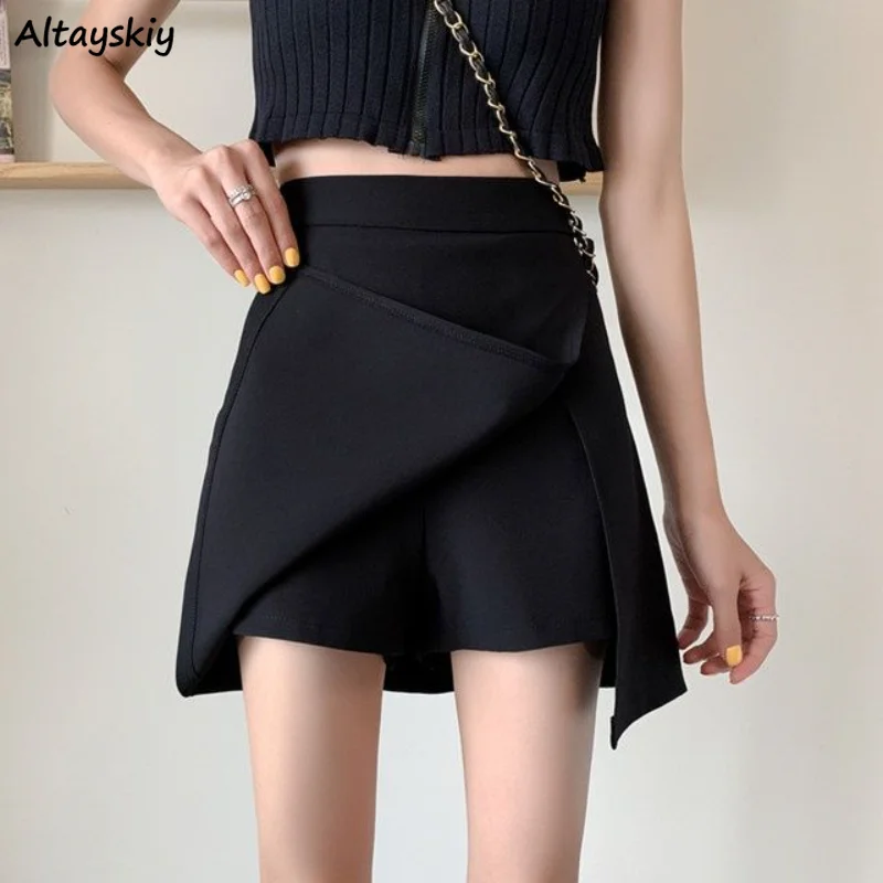 XS-4XL Black Mini Skirts with Lining Women Simple High Waist Basic