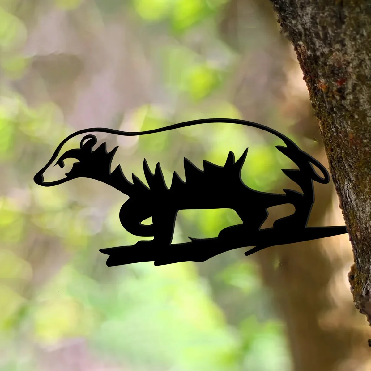 

Metal Badger On A Branch Silhouette USA Steel Sign Cutout Rustic Outdoor Home & Garden Decor Hammer Stake Housewarming Gift