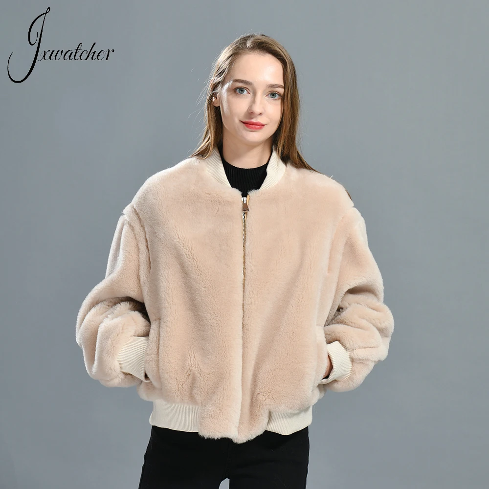 Women's Teddy Bear Coat Real Wool Bomber Jacket Lady's Alpaca Teddy Coat  Long Jacket Fashion Outwear Female Sheep Fur S5041 - AliExpress