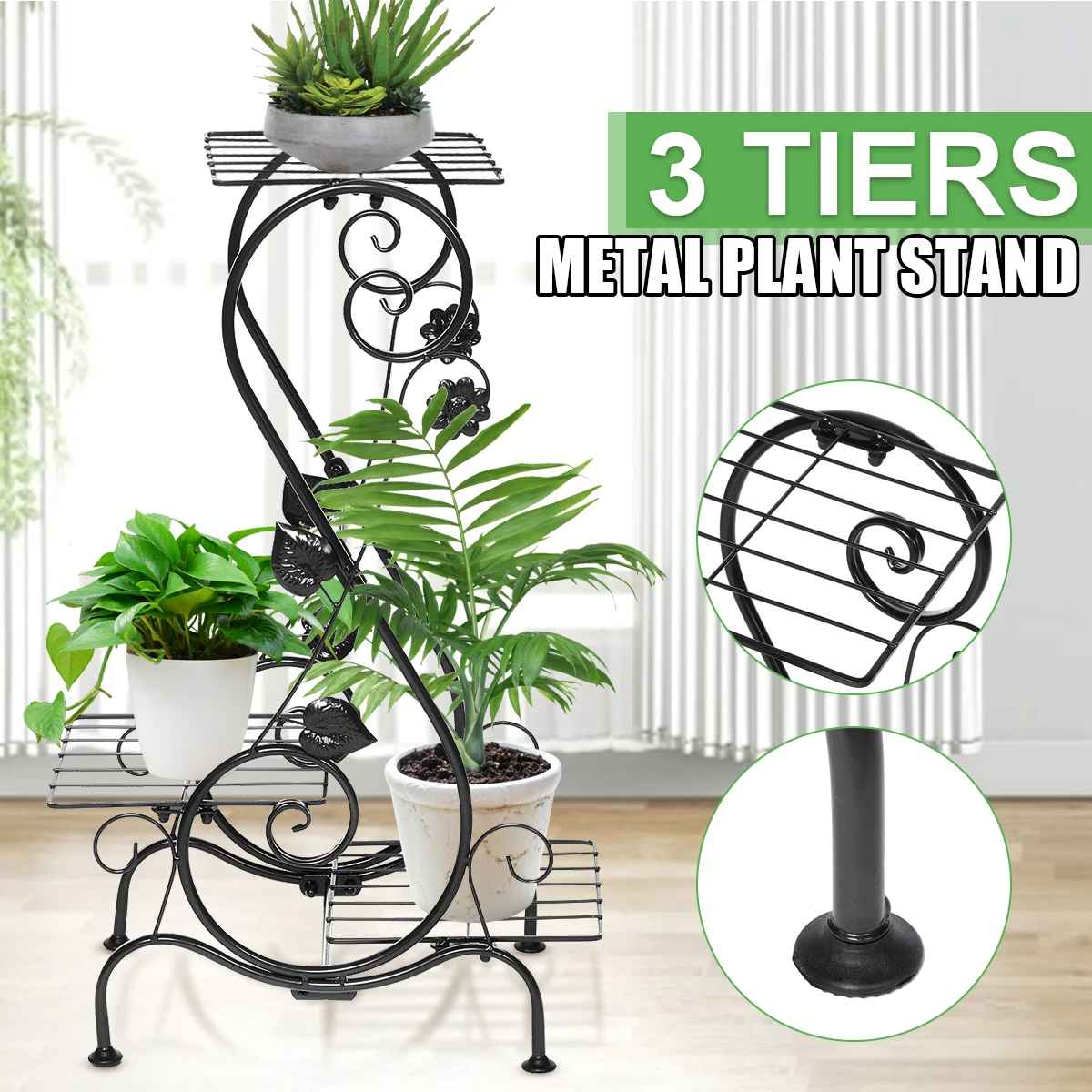 4 Layers Flower Stand Rack Storage Shelf Iron Plant Holder Home Garden Flower Pot Organizer Living Room Balcony Storage Rack